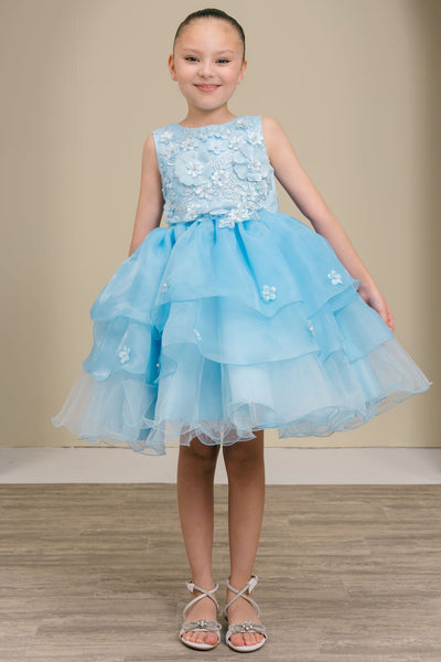 Girls Blue Floral Pageant Dress – Marisella Bloom