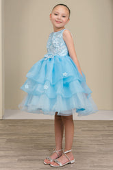 Girls Blue Floral Pageant Dress – Marisella Bloom
