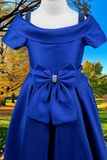 Girls Satin Off-Shoulder Dress | Flower Girl, Communion & Party