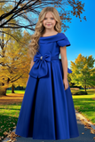 Girls Satin Off-Shoulder Dress | Flower Girl, Communion & Party