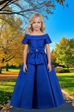 Girls Satin Off-Shoulder Dress | Flower Girl, Communion & Party