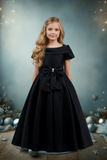 Girls Satin Off-Shoulder Dress | Flower Girl, Communion & Party