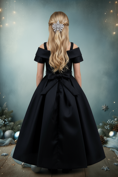 Girls Satin Off-Shoulder Dress | Flower Girl, Communion & Party