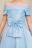 Girls Satin Off-Shoulder Dress | Flower Girl, Communion & Party