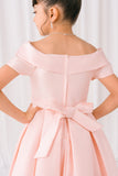 Girls Satin Off-Shoulder Dress | Flower Girl, Communion & Party