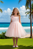 Blush Kids Short Party Dress with Detachable Ruffle – White or Blush