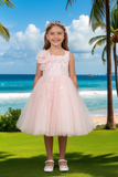 Blush Kids Short Party Dress with Detachable Ruffle – White or Blush