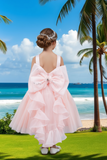 Blush Kids Short Party Dress with Detachable Ruffle – White or Blush