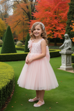 Blush Kids Short Party Dress with Detachable Ruffle – White or Blush