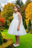 Blush Kids Short Party Dress with Detachable Ruffle – White or Blush