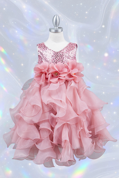 Sequin Ruffle Girls Pageant Dress | Birthday & Party Gown