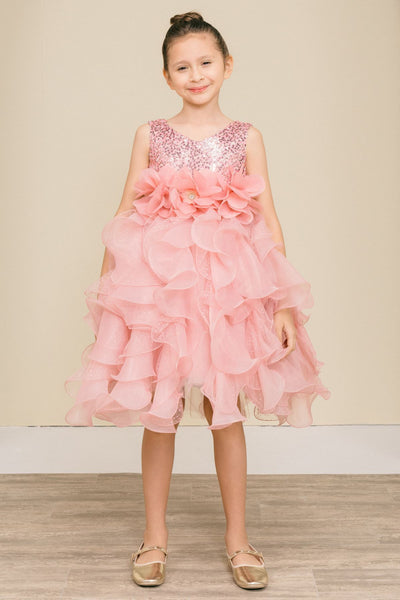 Sequin Ruffle Girls Pageant Dress | Birthday & Party Gown