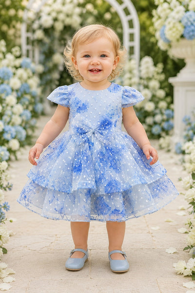 Baby Girls Floral Party Dress with Bow | Blush Collection