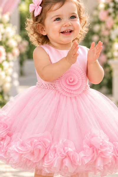 Baby Flower Girl & Pageant Dress with Ruffle Hem