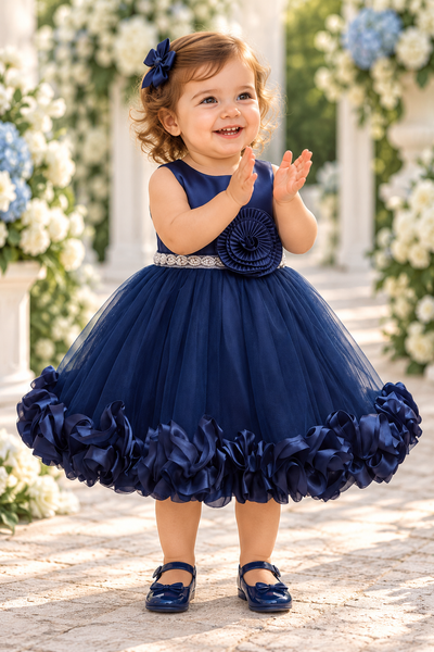 Baby Flower Girl & Pageant Dress with Ruffle Hem