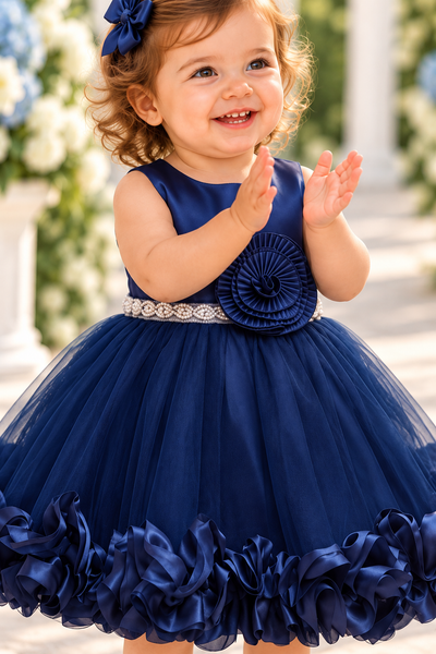 Baby Flower Girl & Pageant Dress with Ruffle Hem