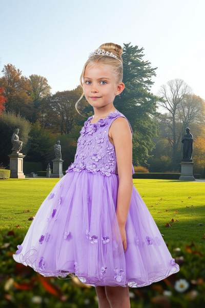 Burgundy Knee Length Flower Girl Dress | Pageant Gown