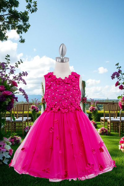 Burgundy Knee Length Flower Girl Dress | Pageant Gown