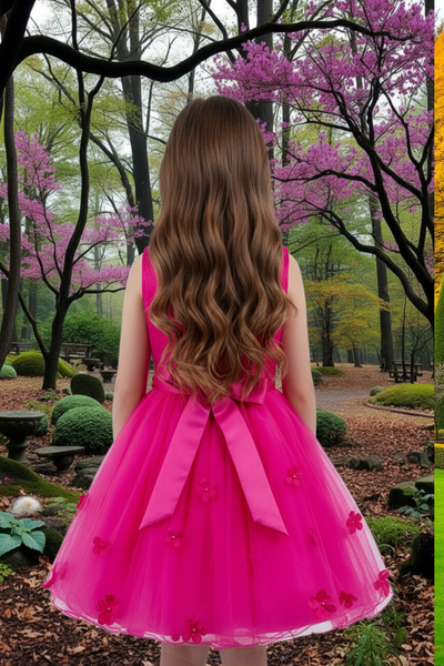 Burgundy Knee Length Flower Girl Dress | Pageant Gown