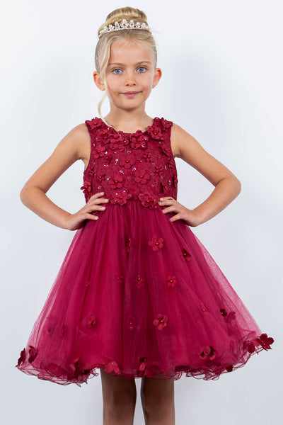Jessica Party Pageant Dress - Knee-Length Elegance in Burgundy