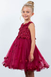 Jessica Party Pageant Dress - Knee-Length Elegance in Burgundy