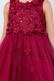 Jessica Party Pageant Dress - Knee-Length Elegance in Burgundy