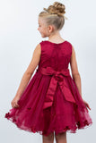 Jessica Party Pageant Dress - Knee-Length Elegance in Burgundy