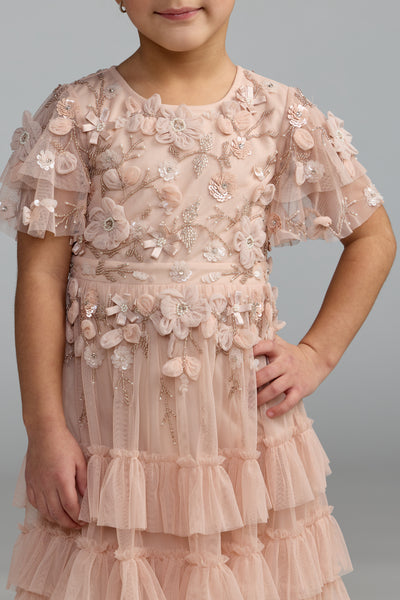 Mac Duggal Girls Embellished Tulle Flower Girl Dress