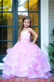 Satin Tulle Flower Girl Pageant Communion Gown Baby Birthday Dress