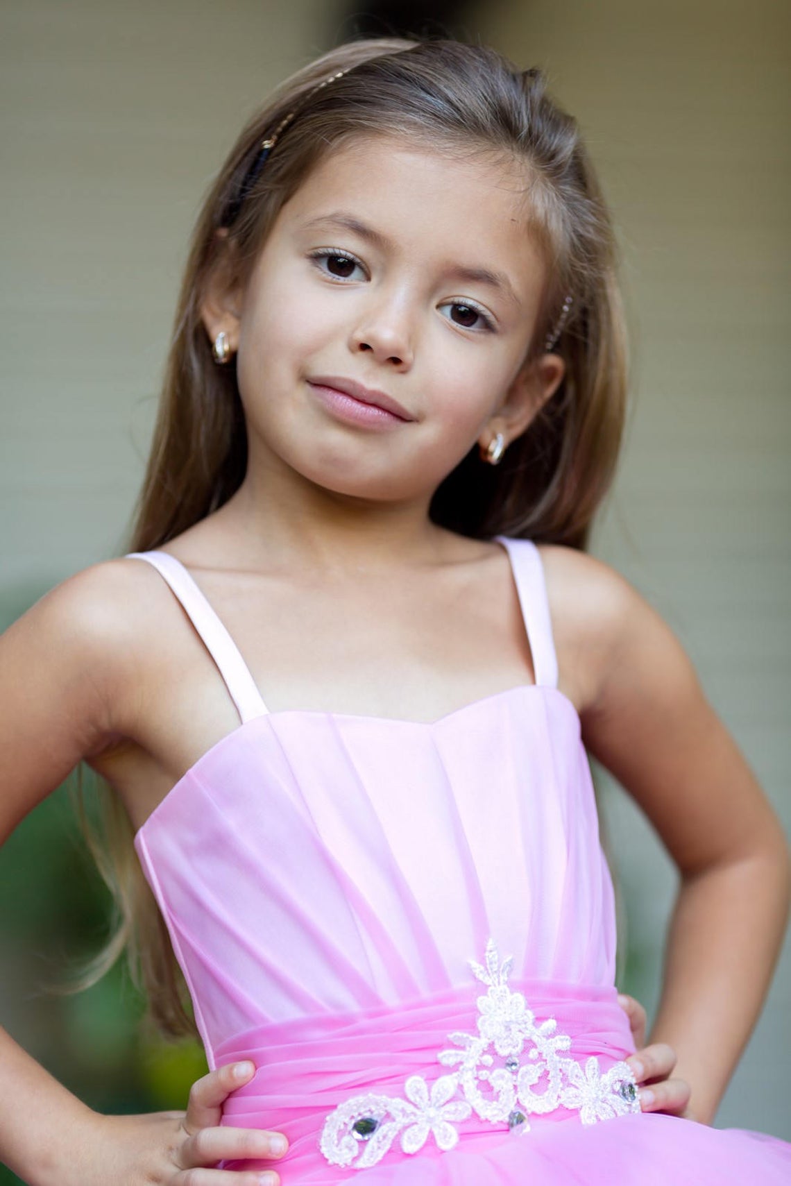 Satin Tulle Flower Girl Pageant Communion Gown Baby Birthday Dress