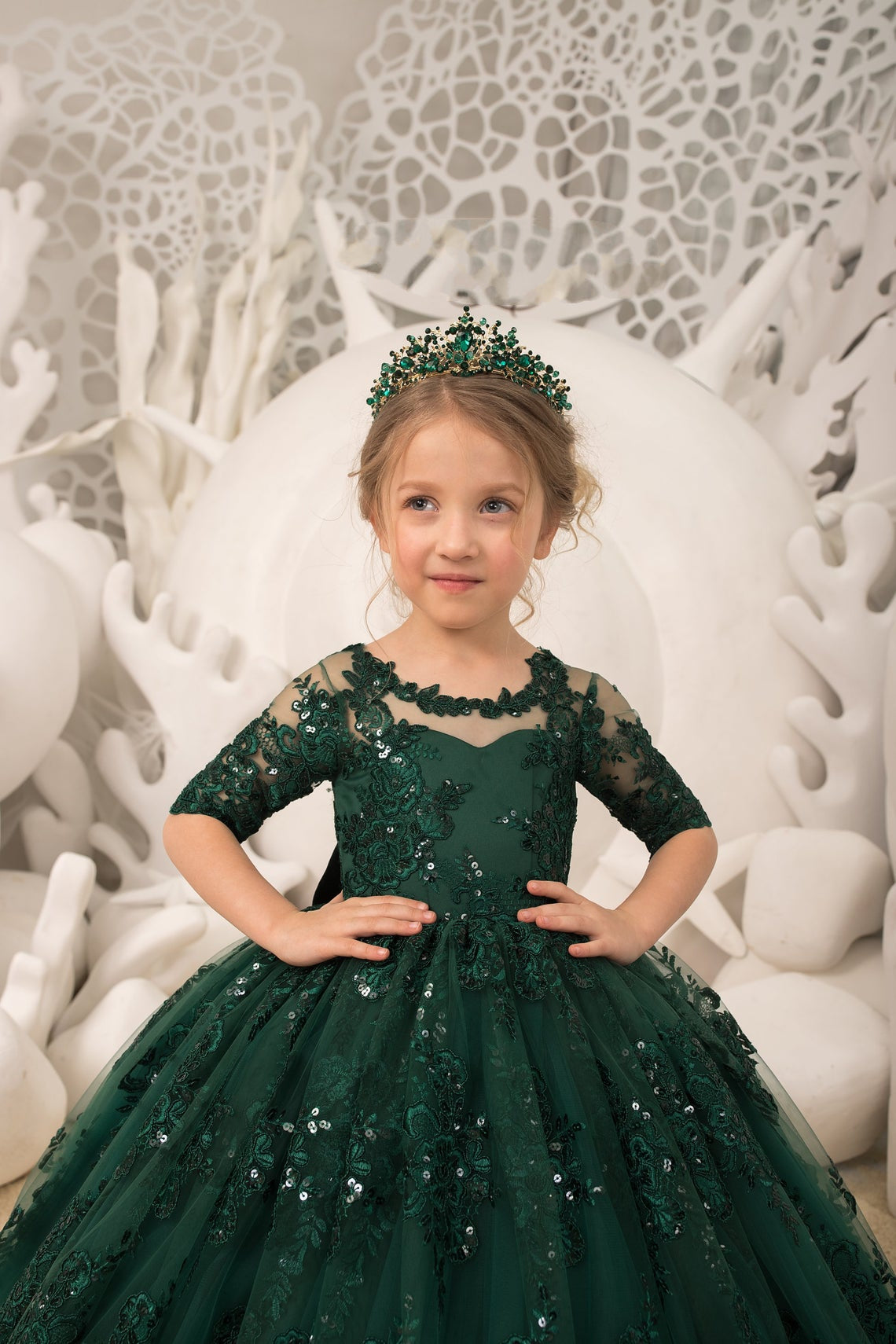 Pageant Girl Lace Tulle Gown Birthday Party Flower Girl Special Occasion Dress