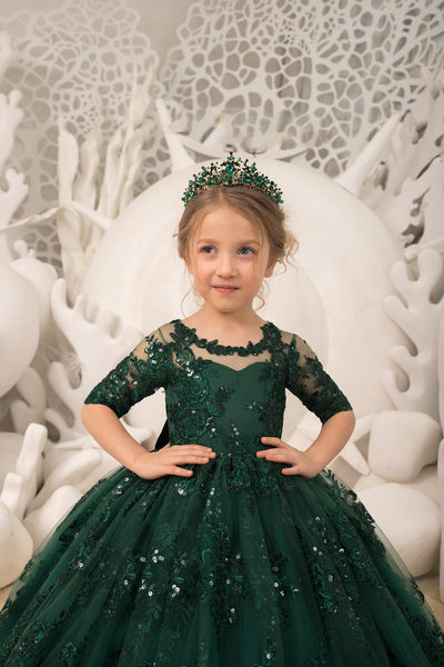 Pageant Girl Lace Tulle Gown Birthday Party Flower Girl Special Occasion Dress