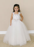 Girls Beaded Tulle Dress | Amalee Ivory Flower Girl Communion Dress