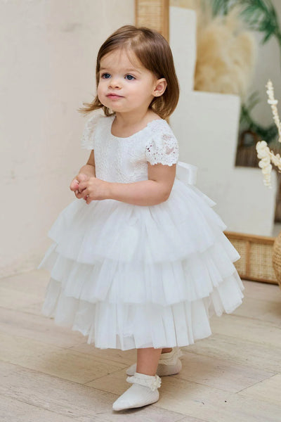 Dahlia Baby Girl Tiered Tulle Dress – Christening & Events