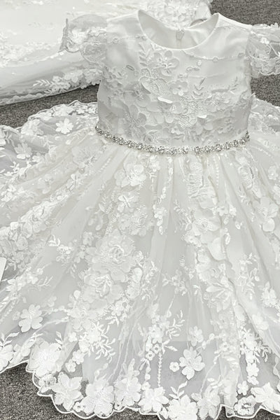 Teter Warm Couture Beautiful All Over Lace Baptism Christening Short Dress