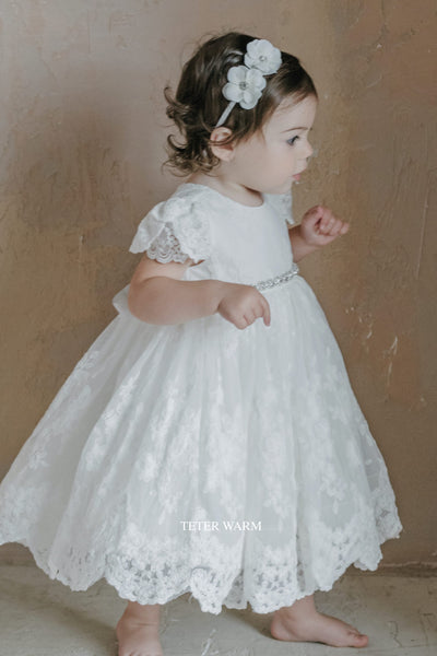 Teter Warm Baptism Christening Special Occasion Party Lace Dress For Baby