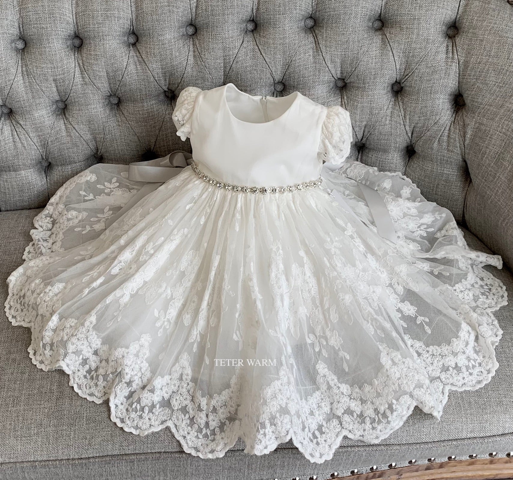 Teter Warm Baptism Christening Special Occasion Party Lace Dress For Baby