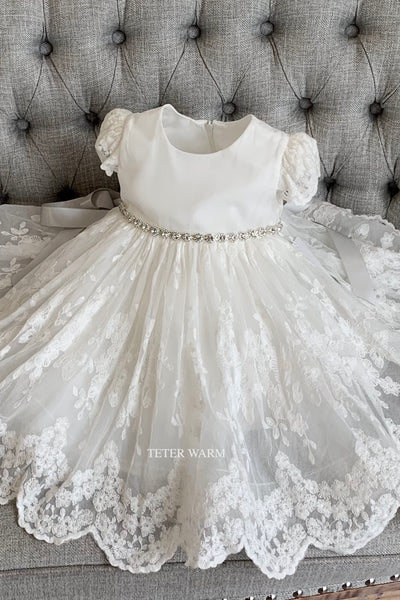 Teter Warm Baptism Christening Special Occasion Party Lace Dress For Baby