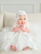 Girls Off White Christening Birthday Tulle & Lace Short Dress