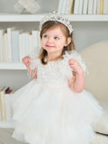 Isla Feather Baby Dress – Couture Christening & Special Occasion