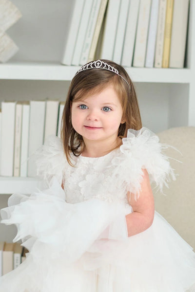 Isla Feather Baby Dress – Couture Christening & Special Occasion