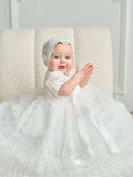 Eden Teter Warm Christening Gown with Tiered Tulle Skirt