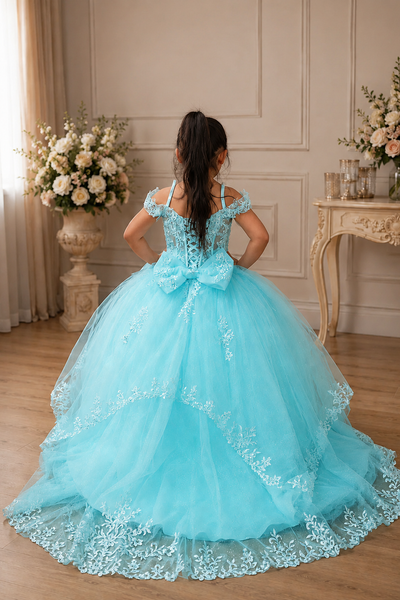Girls Pageant Flower Girl Sparkly Tulle Ball Gown