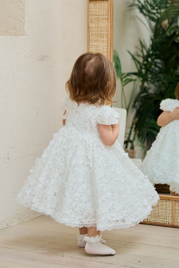 Teter Warm Couture Breathtaking 3D Floral Lace Baptism Christening Dress