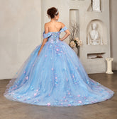Aralyn Dreamlight Quinceañera Gown – Blue Lilac Floral Glitter Ballgown