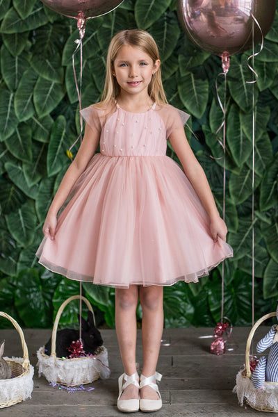 Lovely Kids Dress With Pearl Bodice