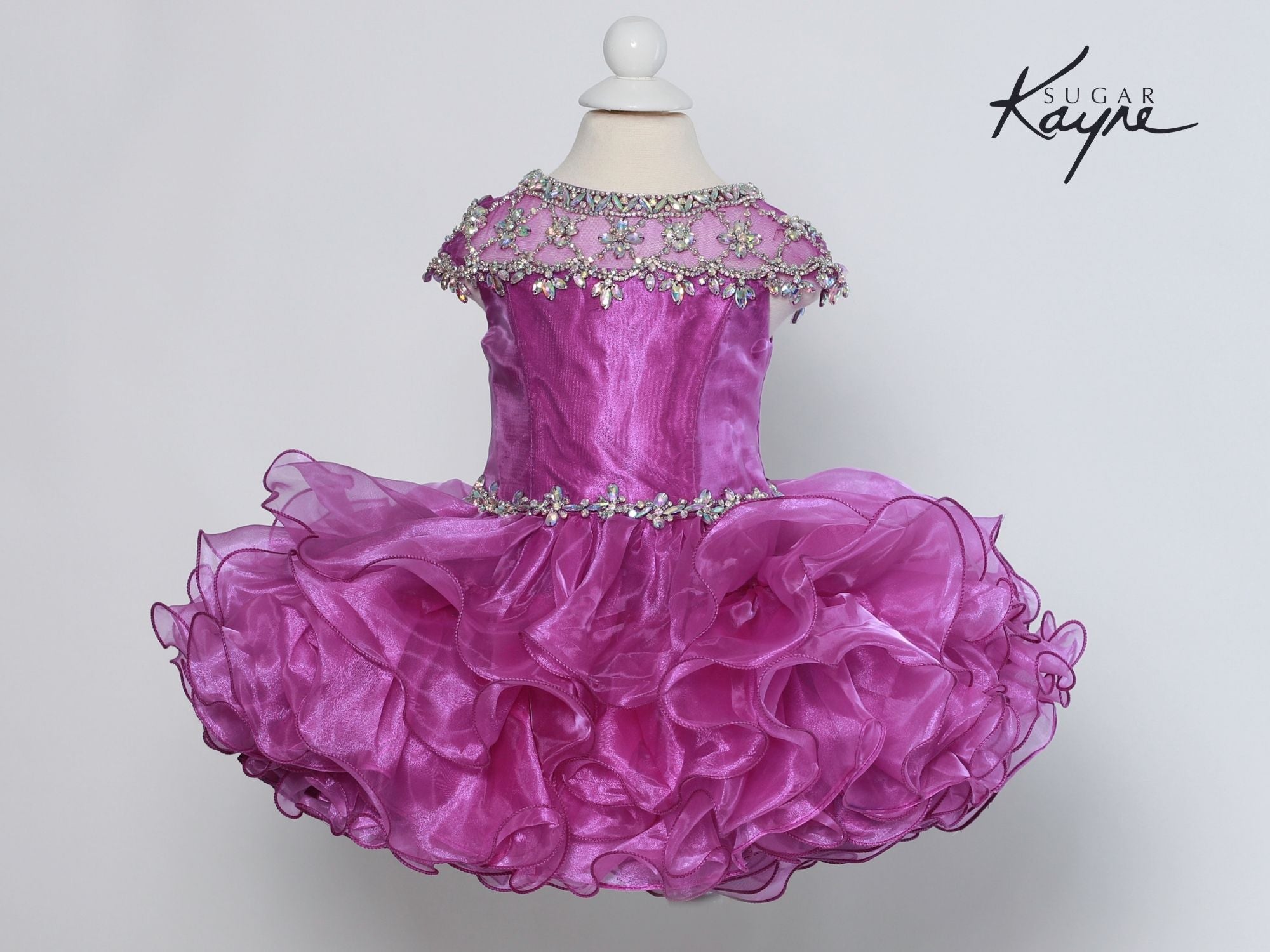 Sugar Kayne Girls Amazing Winner Organza Ruffled Cupcake Pageant Dress