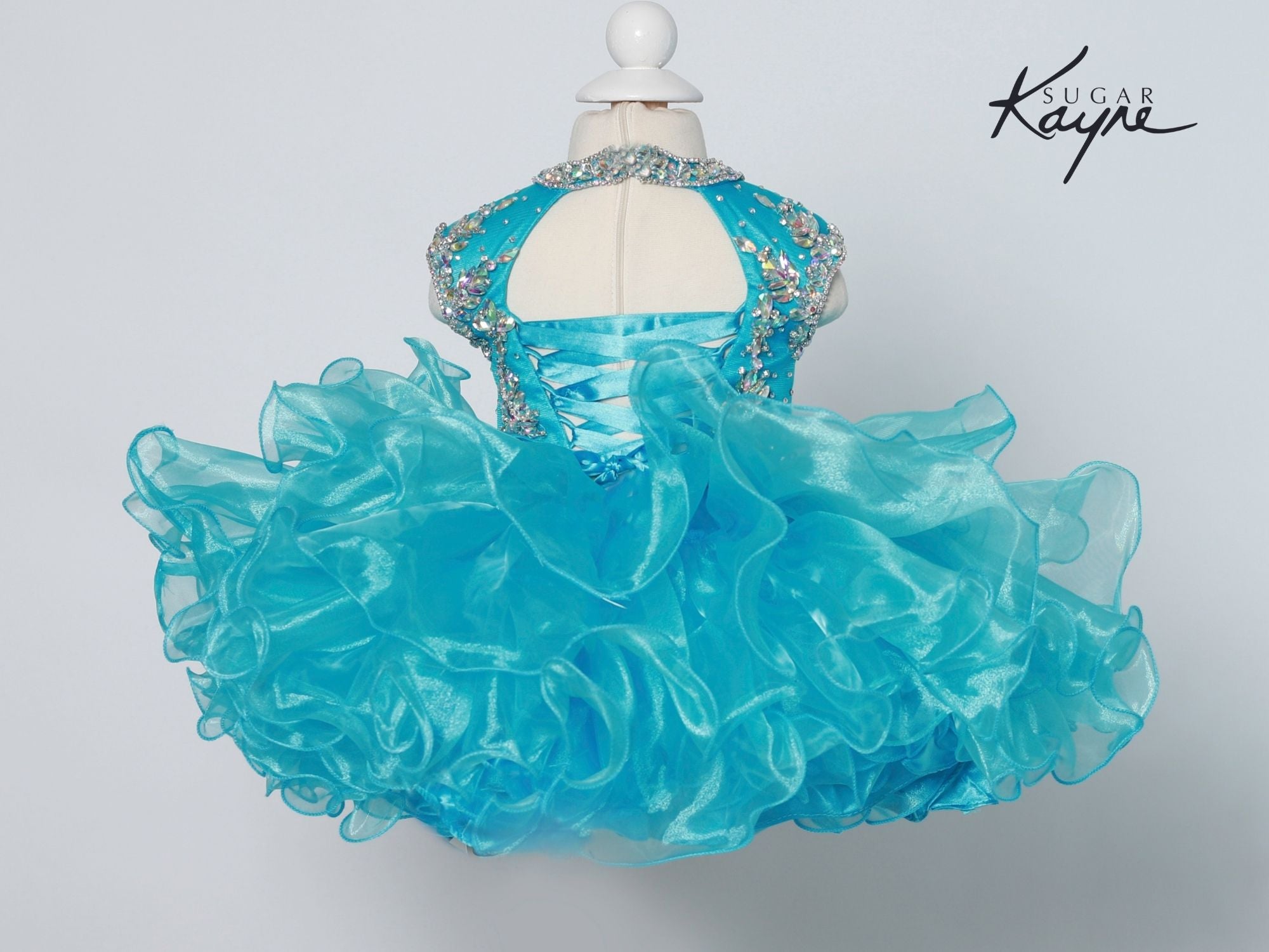 Sugar Kayne Little Girls Organza Beaded Cupcake Pageant Party Dress