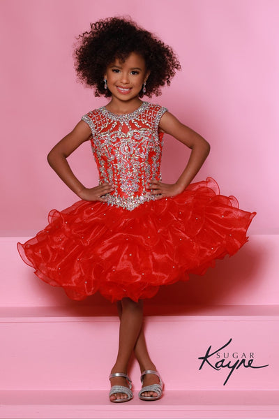 Sugar Kayne Girls Sparkling Organza Beaded Pageant Party Cupcake Dress
