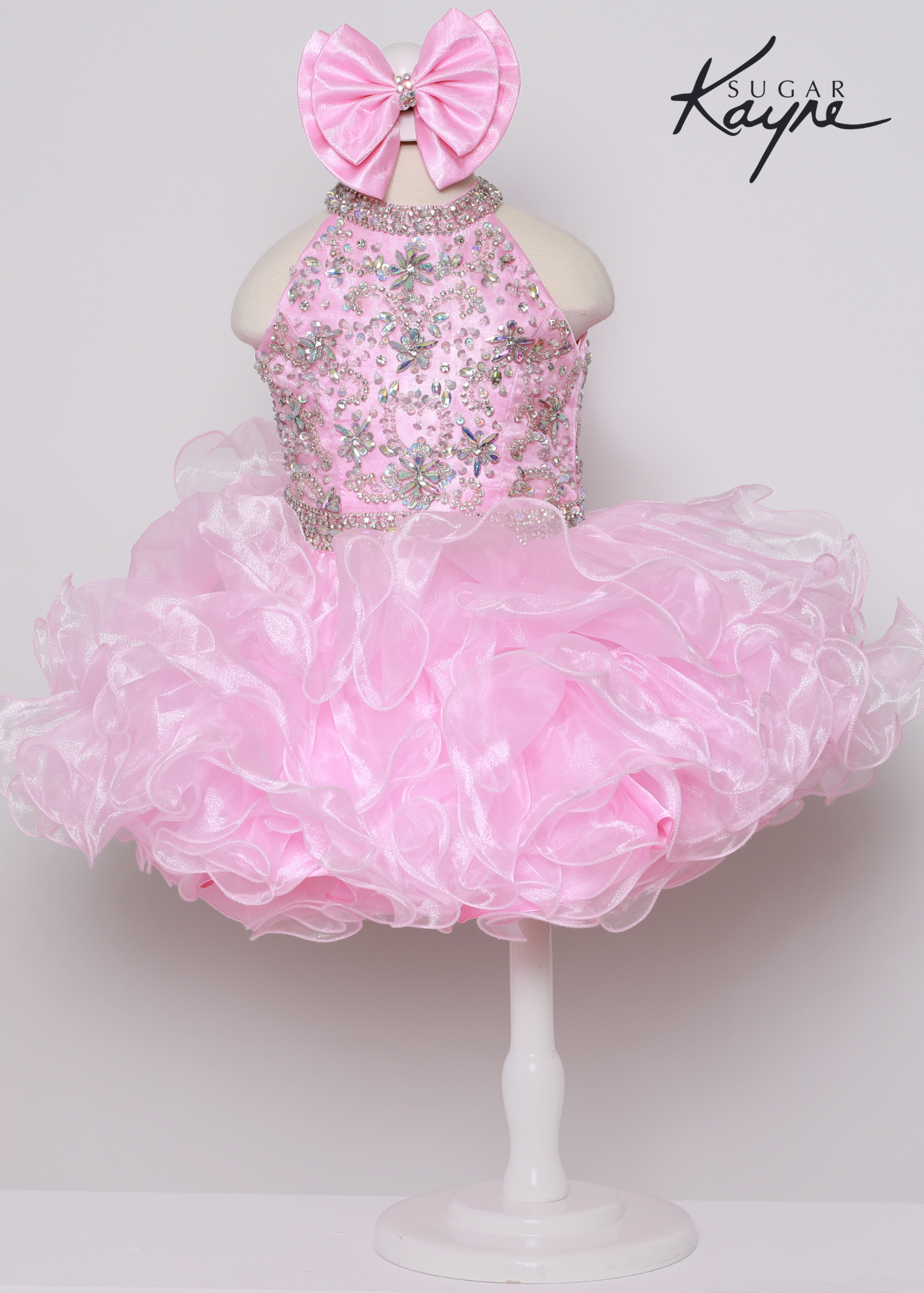 Sugar Kayne Pageant Cupcake Ruffled Crystal Embellished Girls Dress